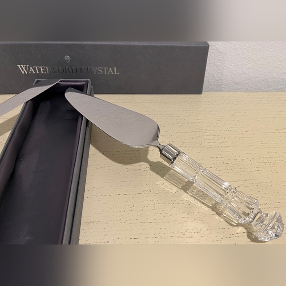 Rare Vintage Waterford Lismore Offset Cake Knife & Server Set  NIB Wedding Ready - Picture 5 of 9